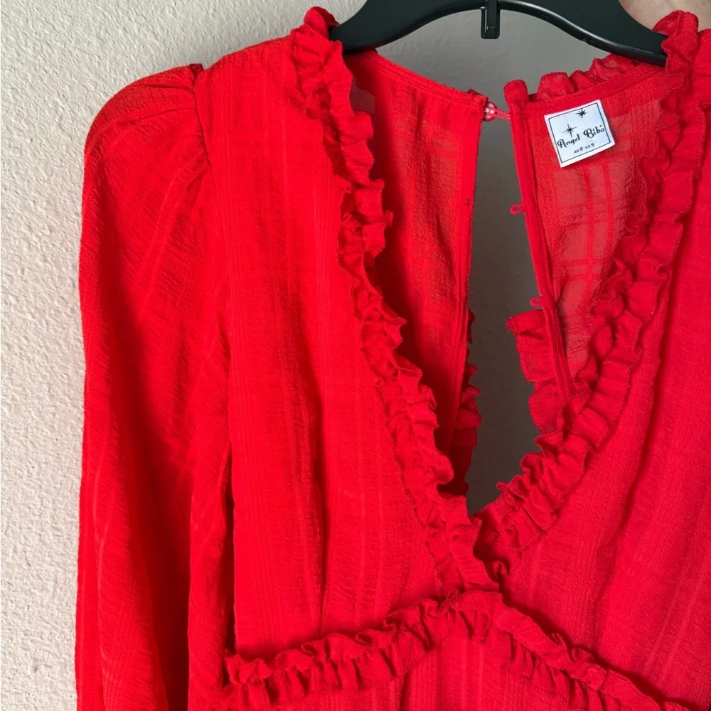 Red Ruffled Dress - Picture 2 of 6